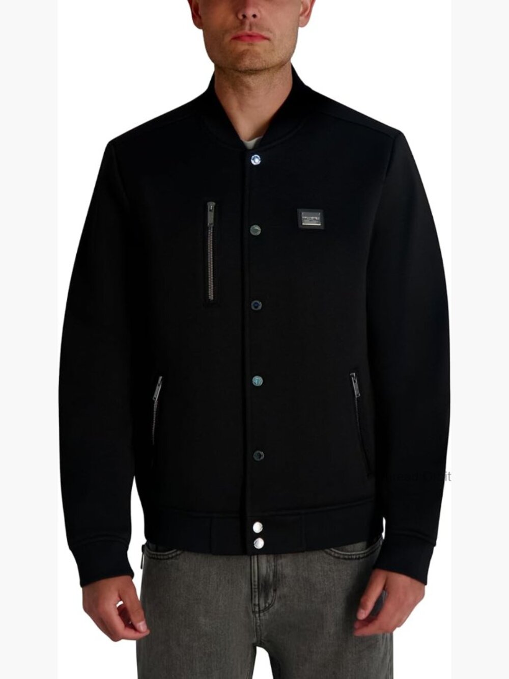 Men's Textured Bomber Jacket with Zipper Pockets